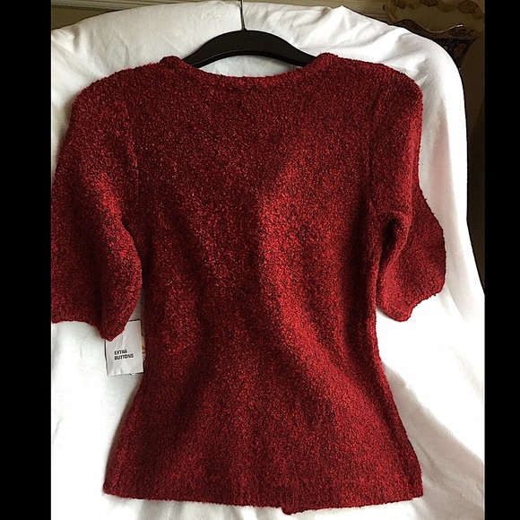 Moda International BOUCLÉ Sweater CARDIGAN Red Marl S - Picture 4 of 7